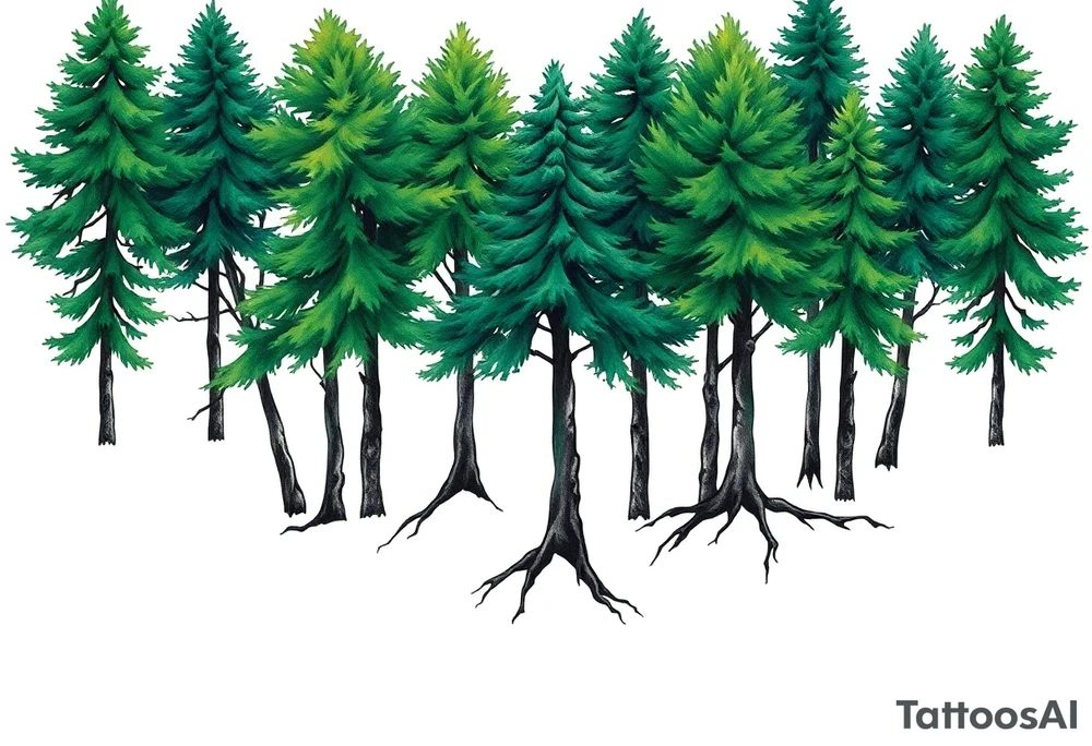 green trees tattoo idea