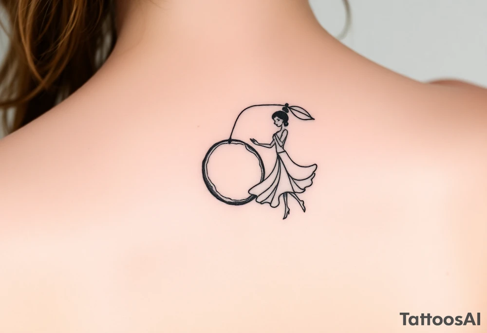 Coconut with a lime and a dancing girl tattoo idea