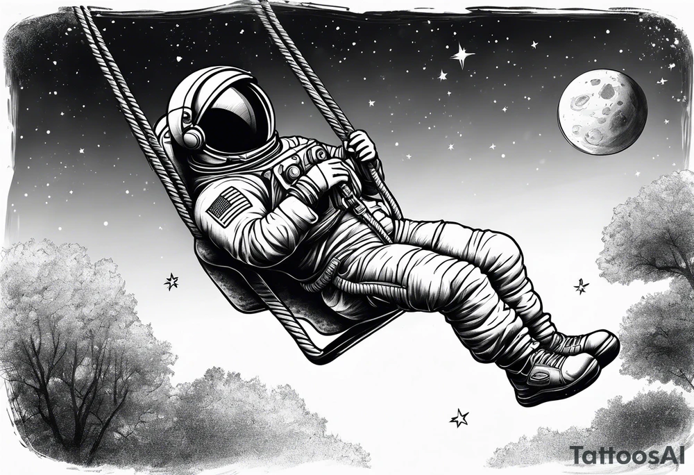 an astronaut on a swing set tattoo idea