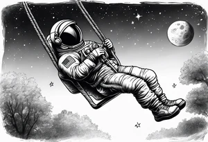 an astronaut on a swing set tattoo idea