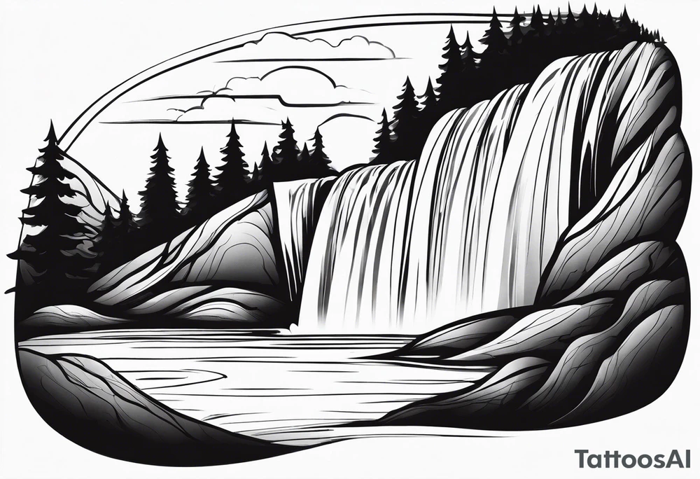 Flowing Waterfall tattoo idea