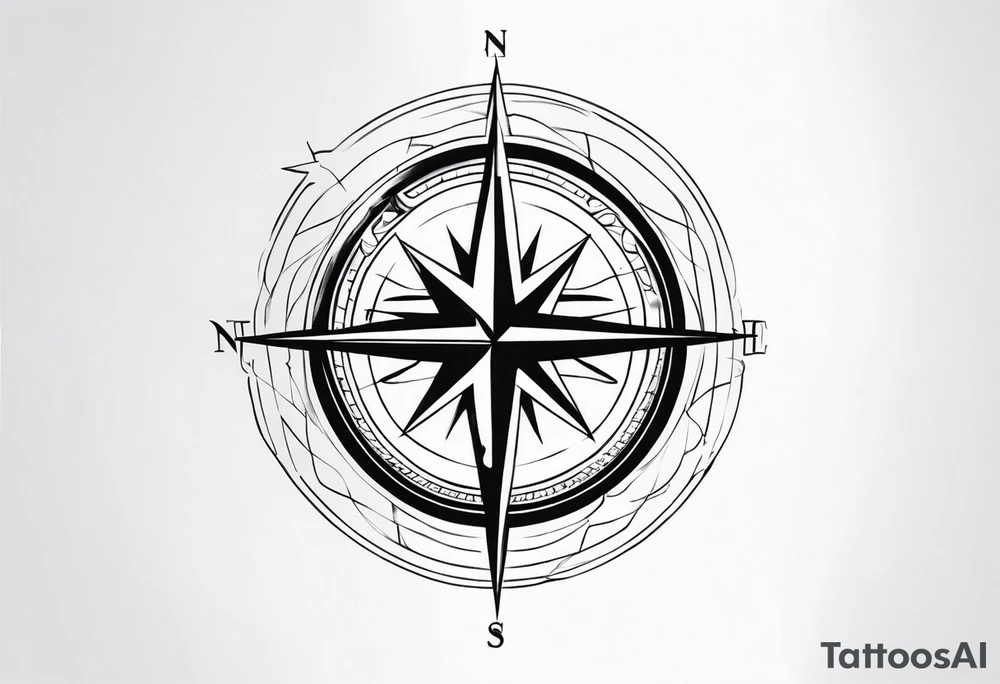 Tattoo along spine Compass 
Long north and south lines
Add anchor to south tattoo idea