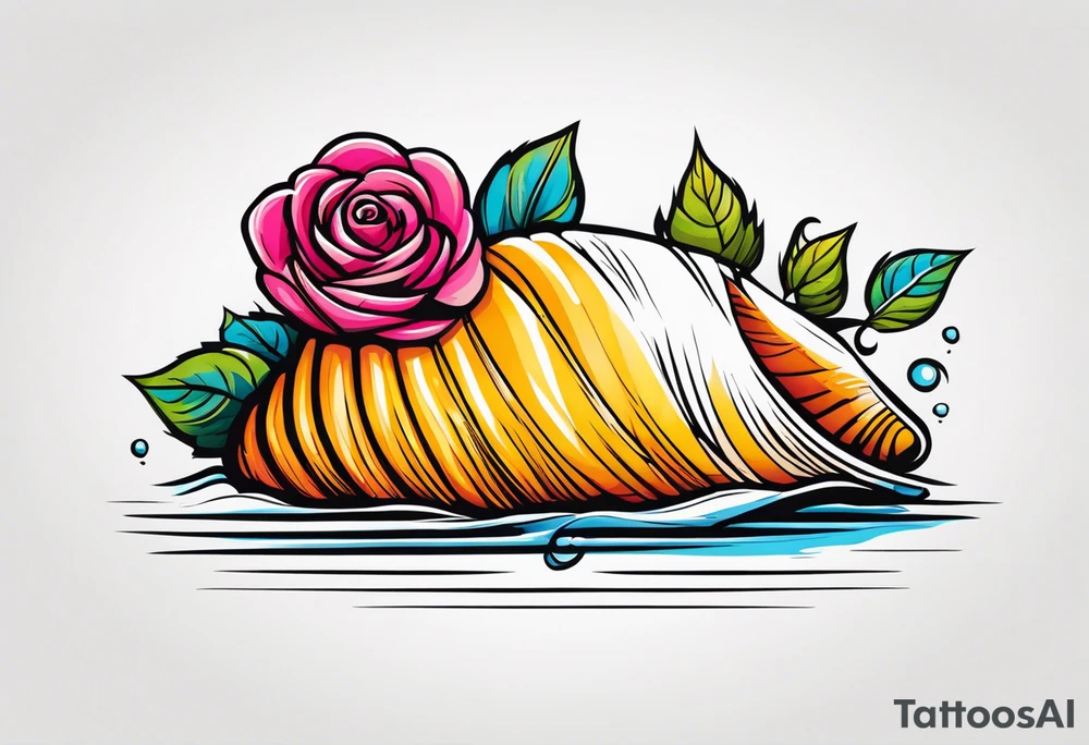 Shell with rose tattoo idea