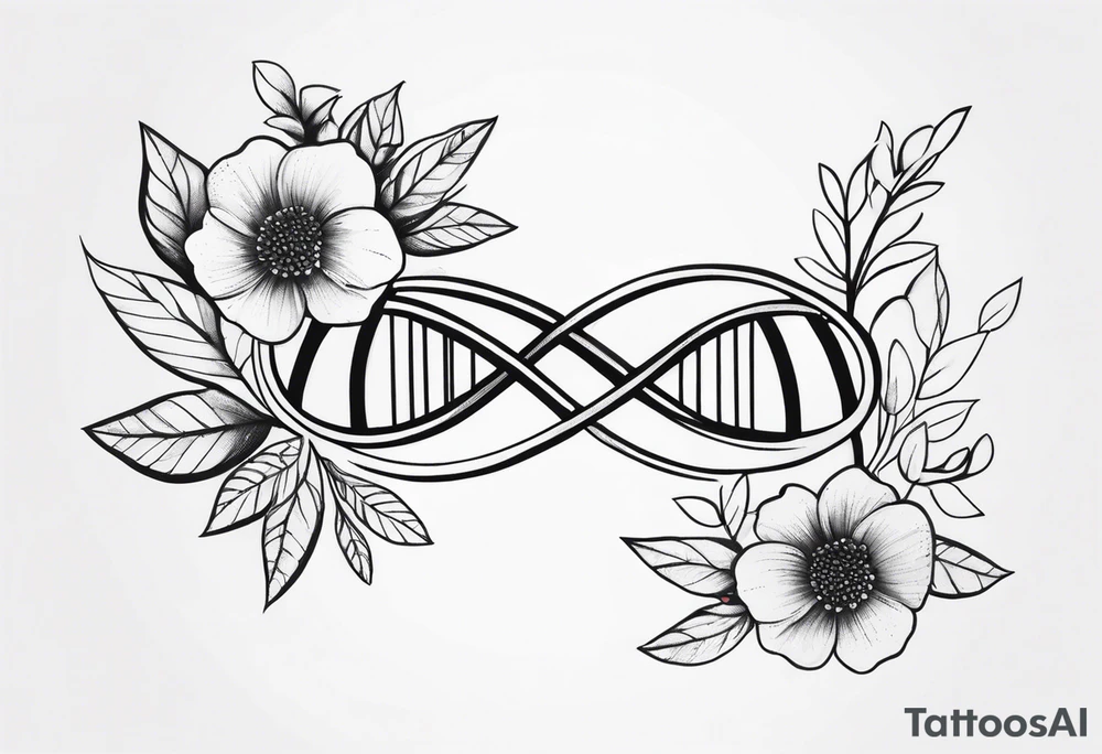 minimalist dna with floral elements tattoo idea