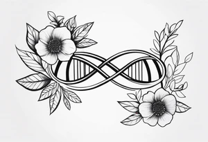 minimalist dna with floral elements tattoo idea