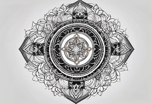 Utilize sacred geometry patterns to form the outline of a cross. This can add depth and a modern twist to a traditional religious symbol. tattoo idea