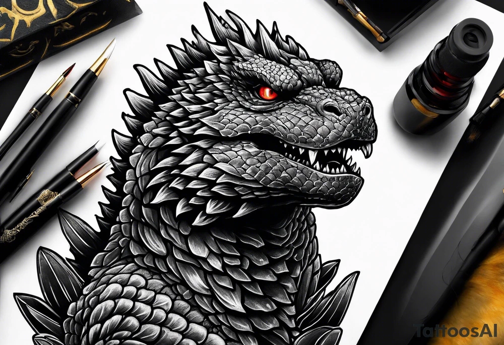 Godzilla tattoo for leg tattoo idea