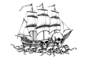 pirate-ship,skulls tattoo idea