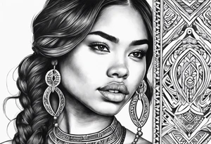 Young Girl with maori necklace tattoo idea