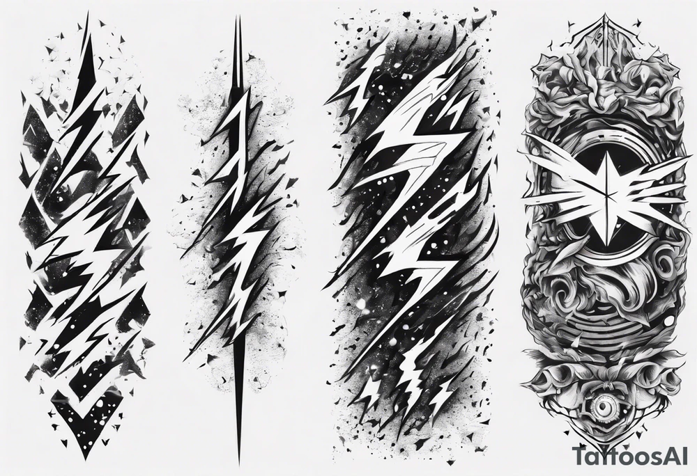 forearm sleeve thunder pattern tattoo idea