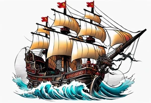 Chinese pirate ship sinking tattoo idea