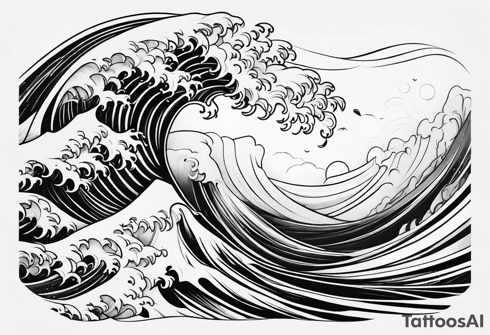 Single line ocean wave tattoo idea