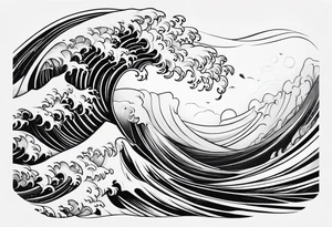 Single line ocean wave tattoo idea