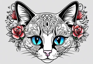 Kitty with white face and black ears tattoo idea