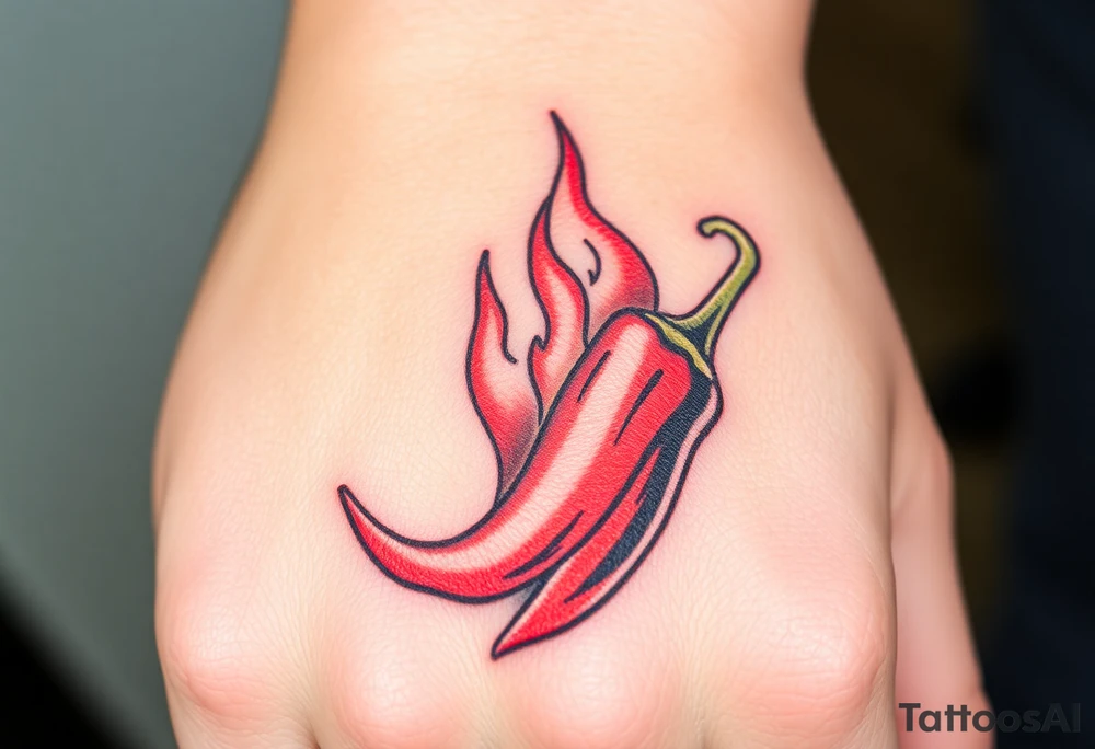 Chili pepper and fire tattoo idea