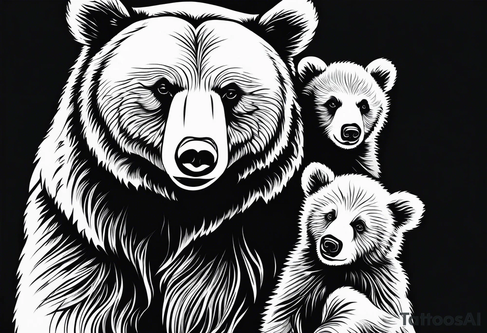 mother bear and cub simple inside oval tattoo idea mother bear and cub simple inside oval tattoo idea