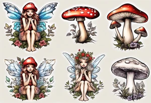 mushroom fairy tattoo idea