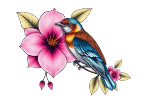 pink camelia flower
blue brown wren bird tattoo idea