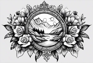 shoulder tattoo that can cover up an old tattoo.  tattoo should be focused on family with the names kaden, mason and lori within the tattoo tattoo idea