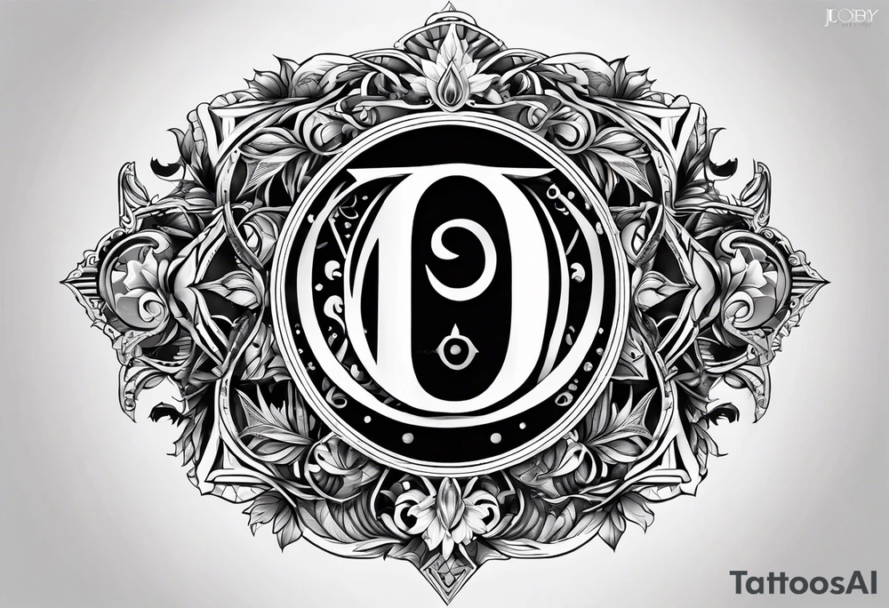 Greek Capital Letter Omega symbol black magic style tattoo idea