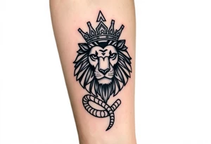 Lion with Egyptian crown and snake tattoo idea