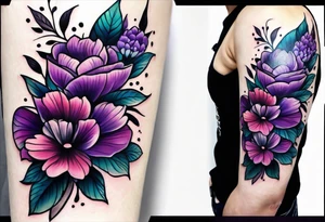 Forearm tattoo with purple flowers to always remember my grandma that passed away. tattoo idea