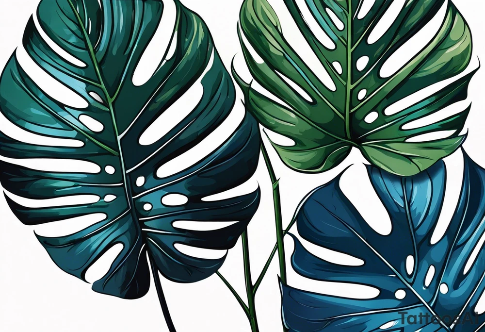 Monstera Ableger blau tattoo idea