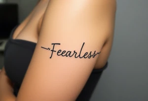 A heartbeat line transitioning into the word "Fearless," symbolizing overcoming fear tattoo idea