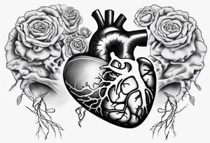 Heart and brain held by a woman's hand tattoo idea