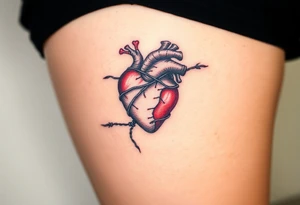 Heart wrapped in barb wire tattoo idea