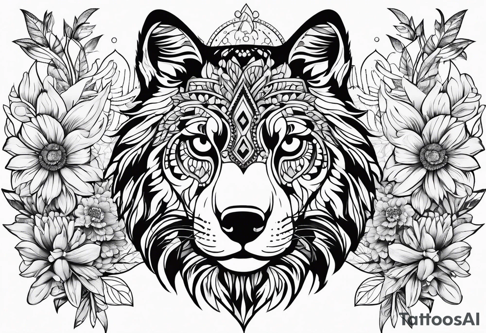 paw print and wild flowers tattoo idea