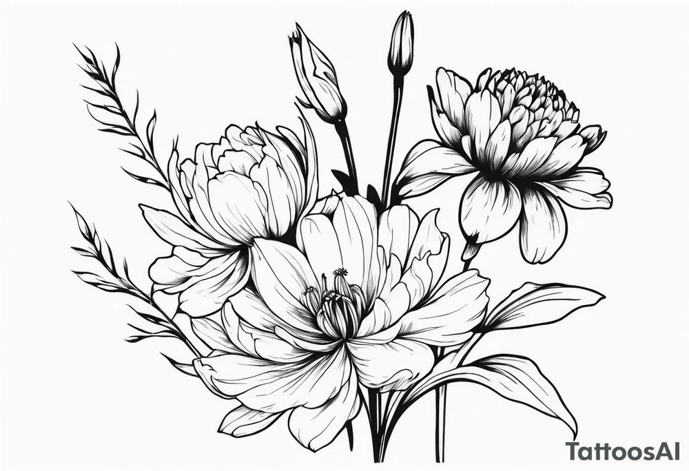 chrysanthemum and gladiolus, with stems tattoo idea