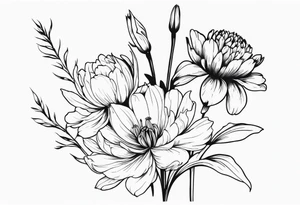 chrysanthemum and gladiolus, with stems tattoo idea