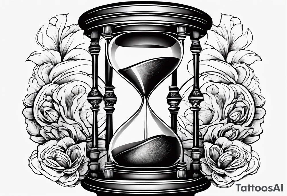 Make time count. watch and sand flying around hourglass tattoo idea