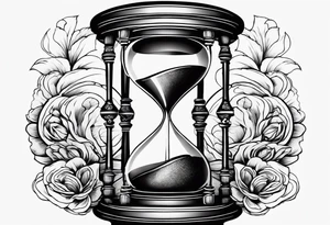 Make time count. watch and sand flying around hourglass tattoo idea