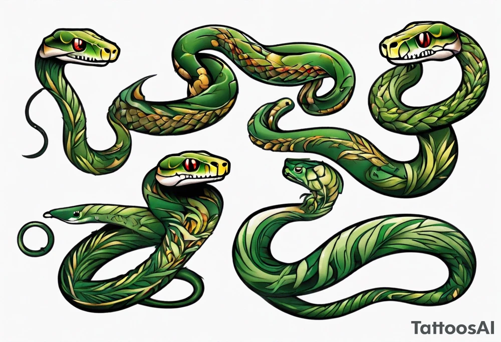 Snake covered in grass tattoo idea