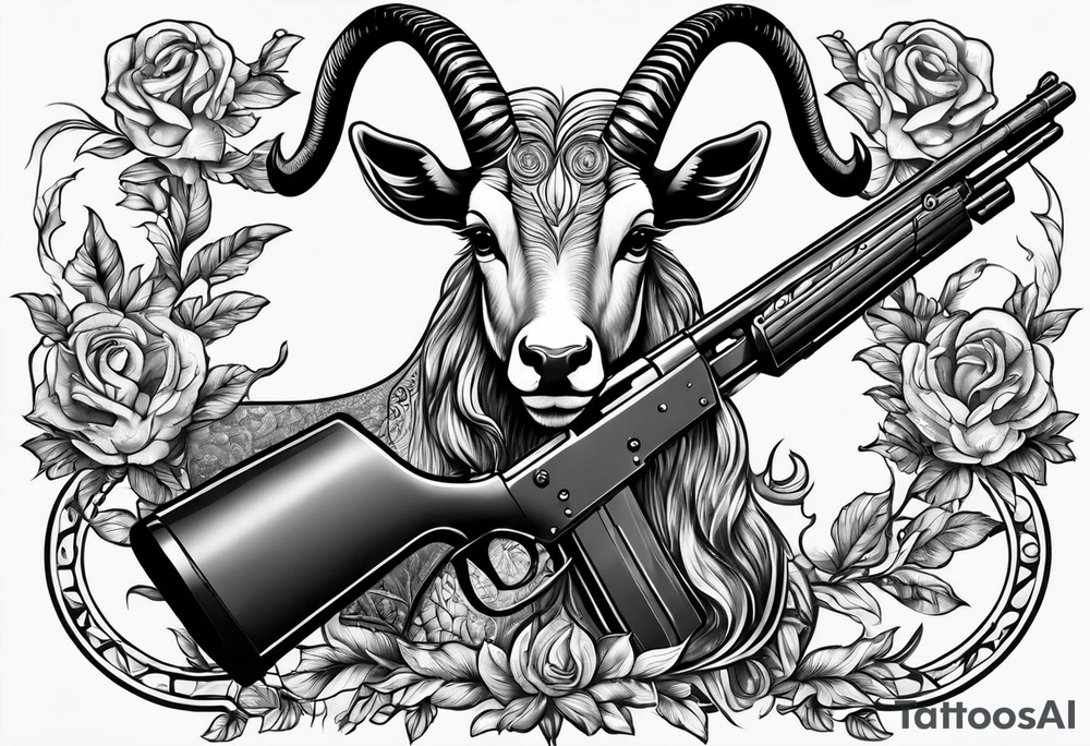 capricorn with sunglasses and shotgun tattoo idea