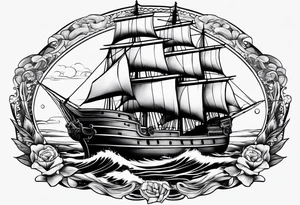 ship in ocean tattoo idea