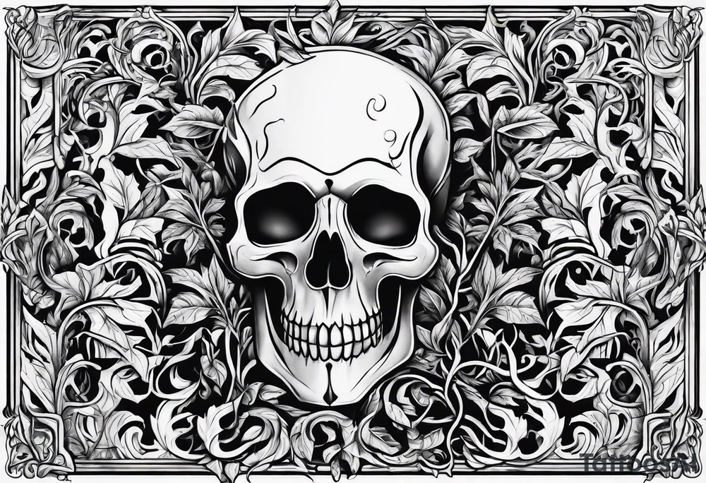 Leafy vines with tombstone tattoo idea