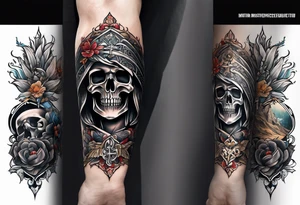 A religious forearm tattoo portraying life and death tattoo idea