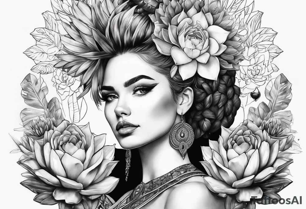 Fênix com cactos tattoo idea