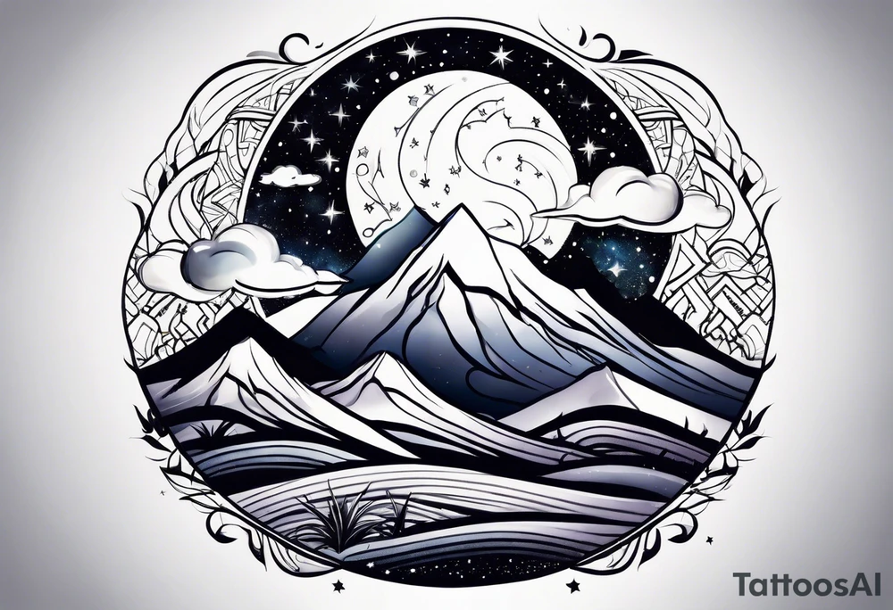 Galaxy sky with Arizona landscape tattoo idea