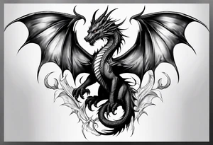 Family of five dragons, Mother with wings spread tattoo idea