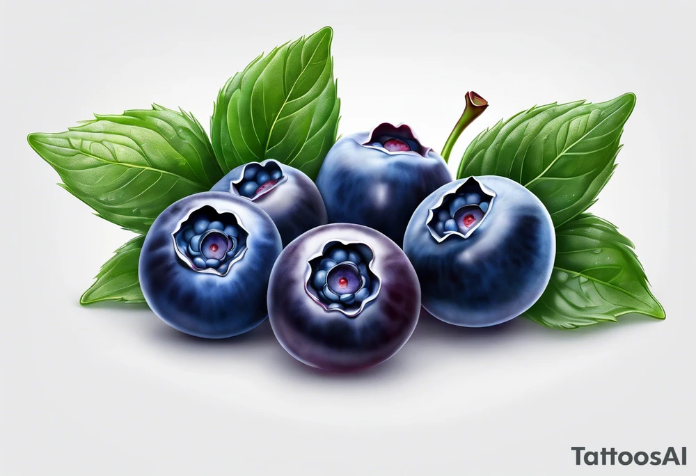 3 blueberries with a leaf tattoo idea