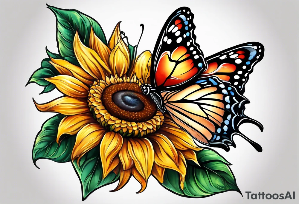 Butterfly and sunflower for mom tattoo idea