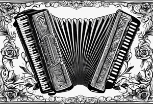 Accordion on a burnt paper tattoo idea