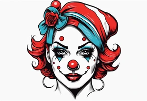 murderous female pin up clown tattoo idea