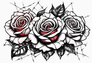three roses with barbed wire wrapped around them tattoo idea