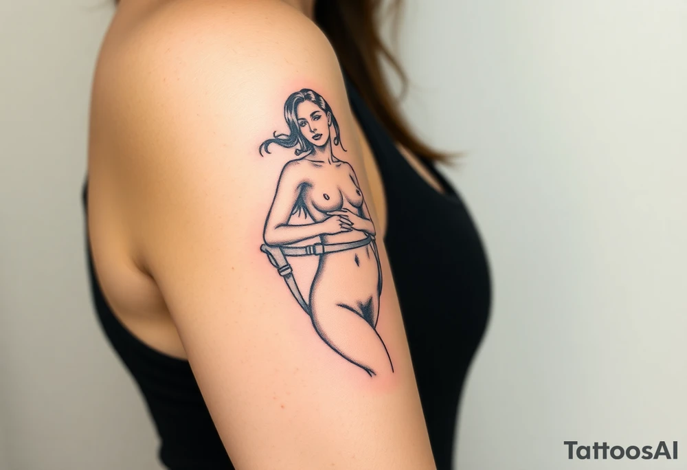 Naked Woman in restraints tattoo idea
