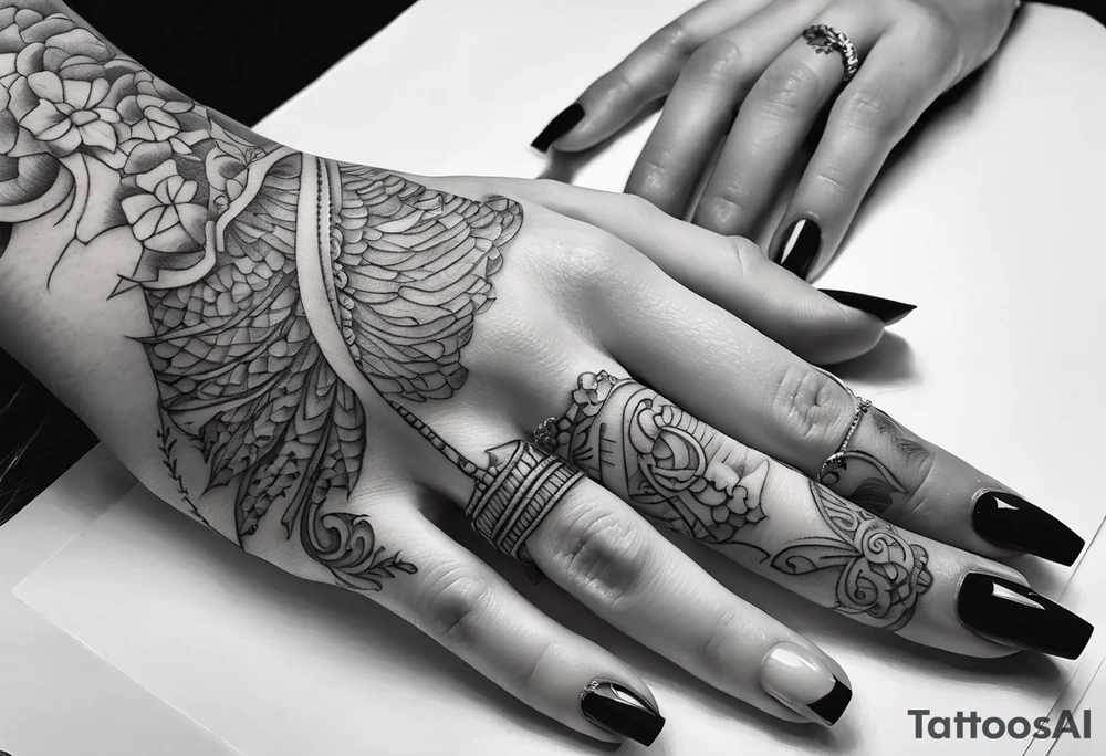 Woman’s hand and skeleton hand with pinky fingers interlaced tattoo idea